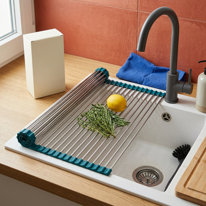 Adjustable Over-Sink Roll-Up Drying Rack