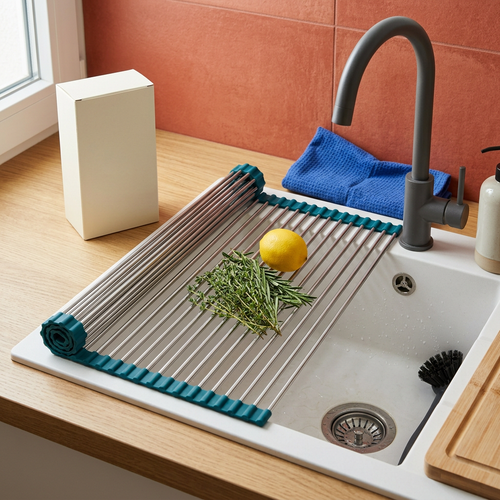 Adjustable Over-Sink Roll-Up Drying Rack