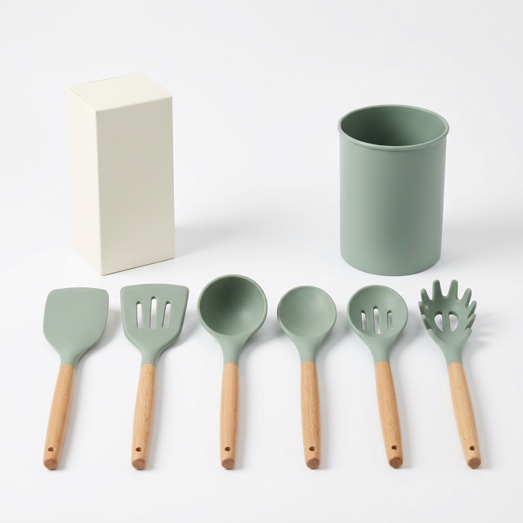 Silicone Kitchen Utensil Set with Holder