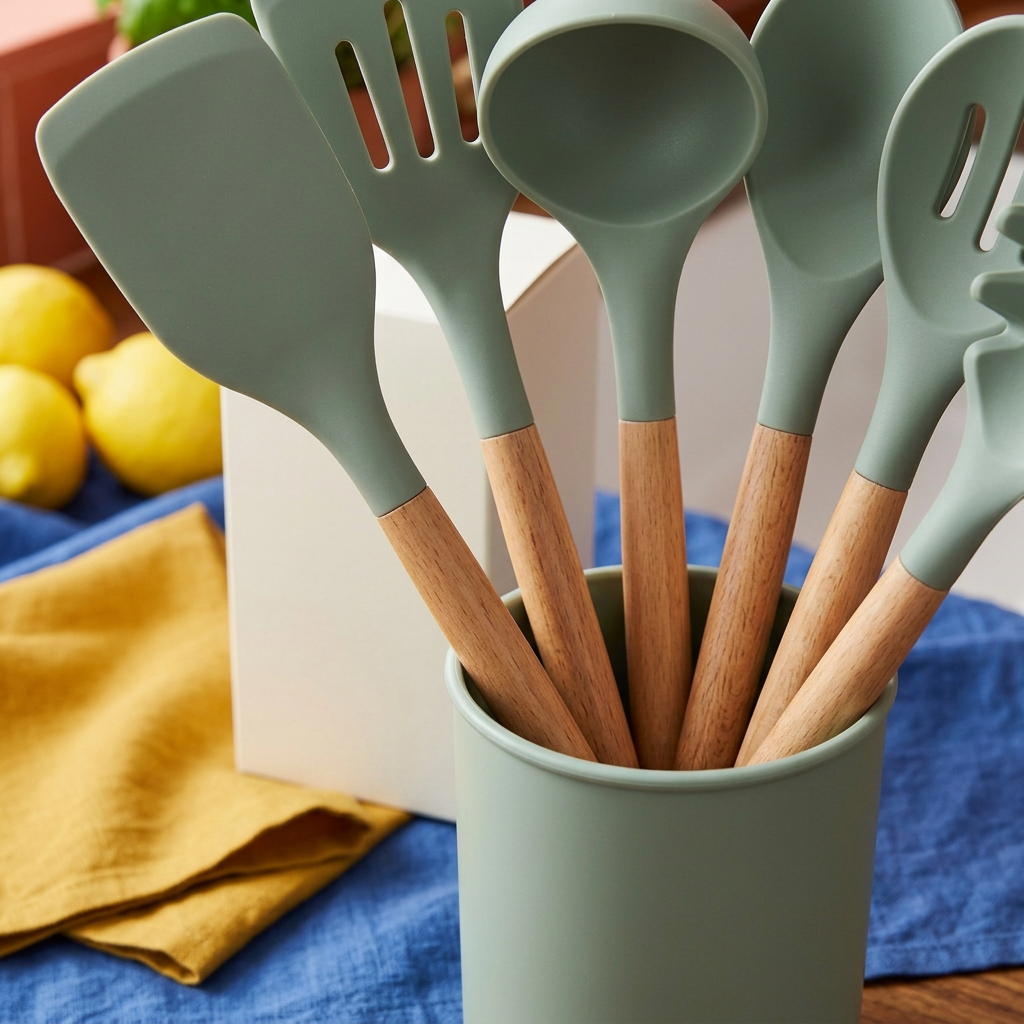 Silicone Kitchen Utensil Set with Holder