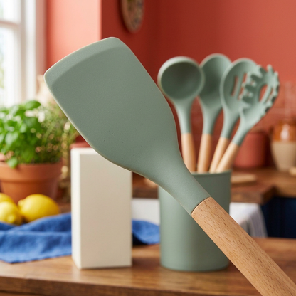 Silicone Kitchen Utensil Set with Holder