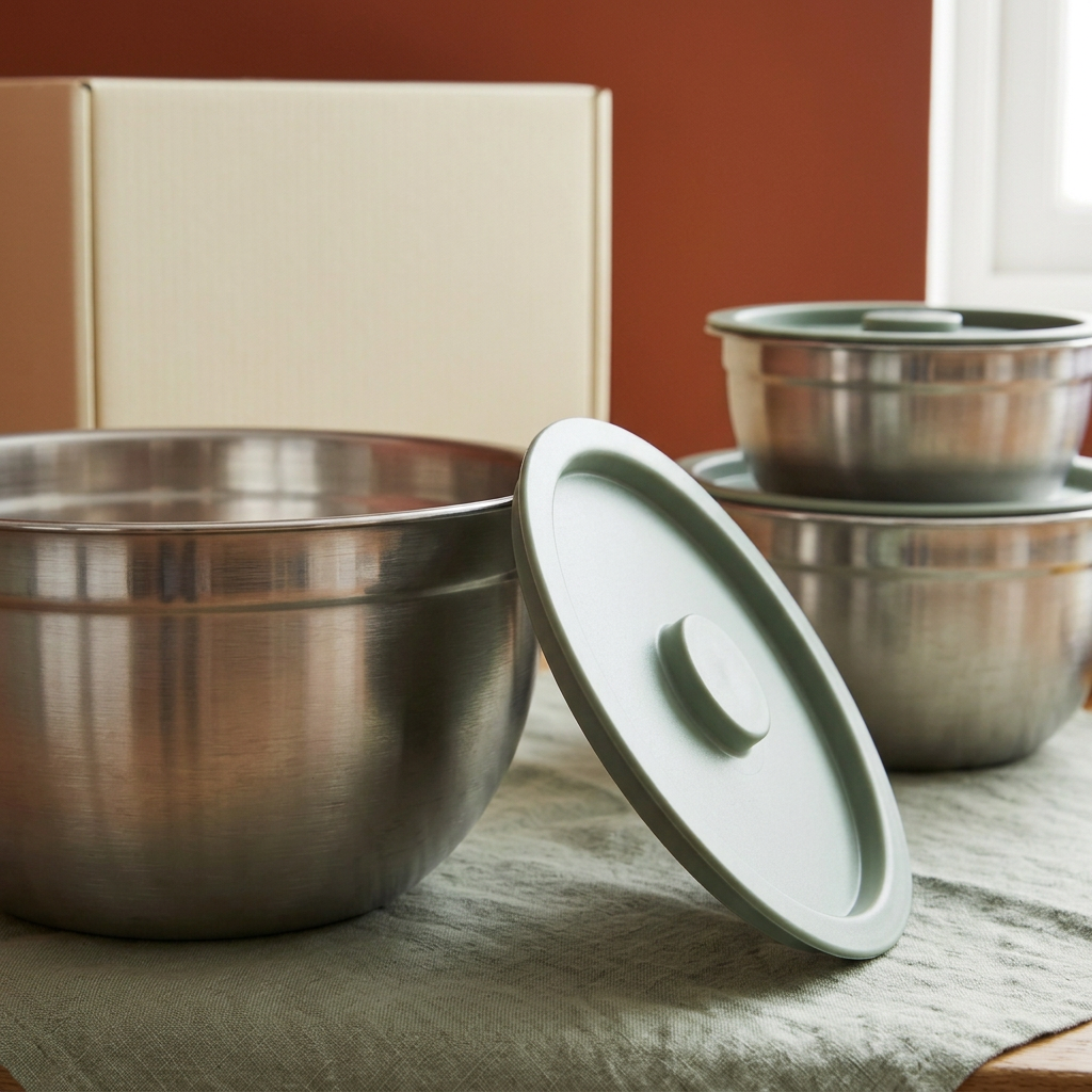 Mixing bowl rim and lid design detail